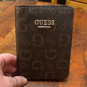 Guess Dark Brown Monogram Bifold Wallet
